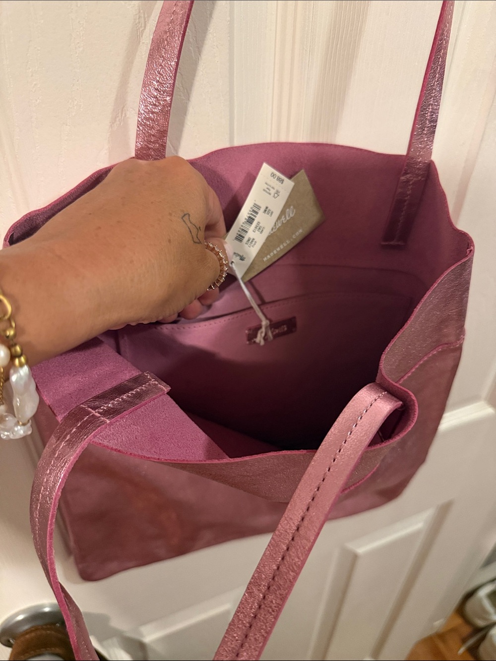 NWT Madewell Leather Pink Tote Bag - Picture 2 of 4